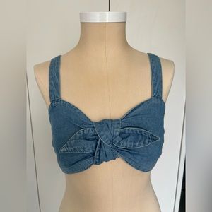 Denim crop top American Eagle with bow front